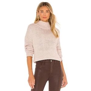 Lovers + Friends Celia Sweater Med Neutral Oversized Chunky Mock Neck Ribbed NWT